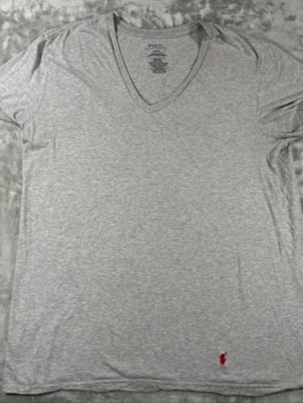Polo Ralph Lauren Mens Grey V-Neck T-Shirt Classic Fit Cotton Pony Logo Medium